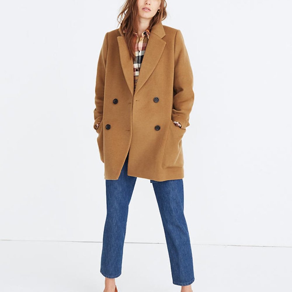 Madewell Hollis Double Breasted Coat, Camel, S